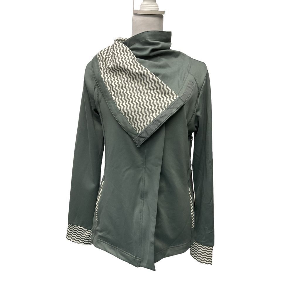 Kyodan Womens Gray Stripe Full Zip Fitness Athletic Activewear Jacket Size L NWT